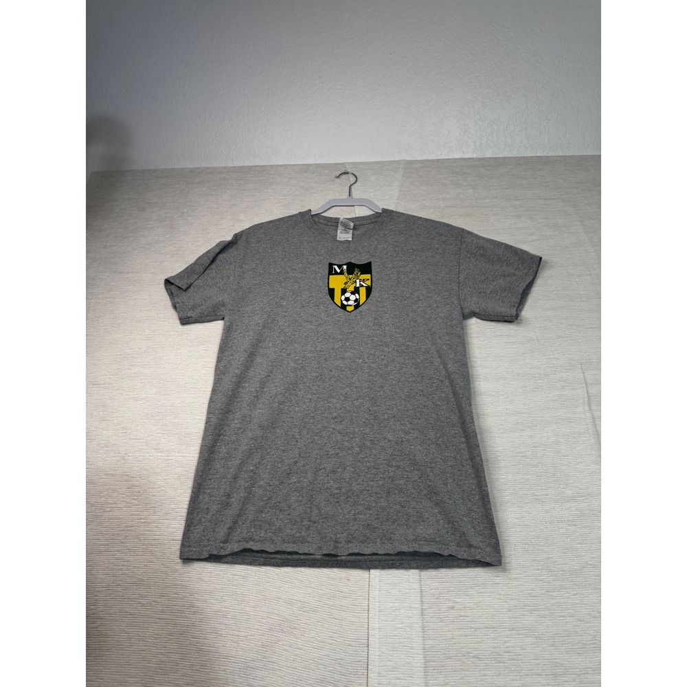 Gildan Kids Gray Soccer MK Crest Motivational Graphic T-Shirt Size M